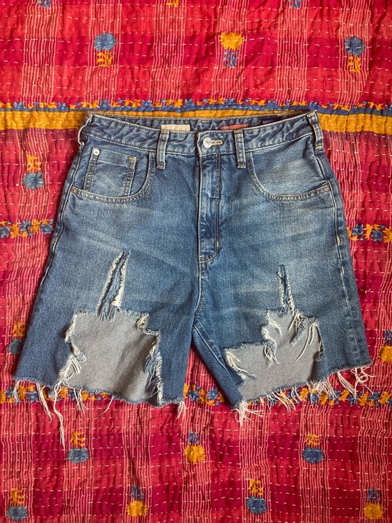 Pilcro Pants - Pilcro Distressed Blue Denim Cutoff Shorts